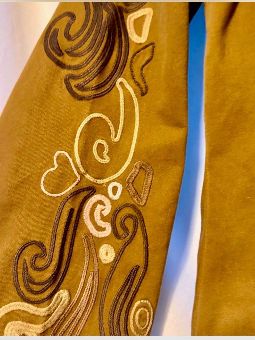 Wrangler Mustard Tan Embroidered Button-Front Jean Jacket - Picture 3 of 6
